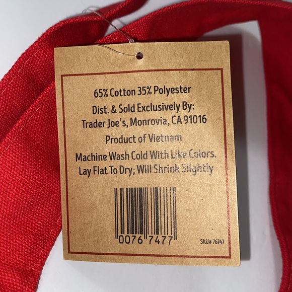 NWT Trader Joe’s MINI Red Canvas Tote - Picture 5 of 5